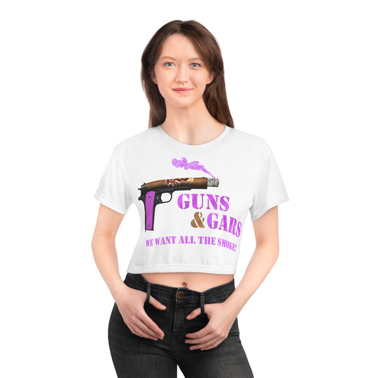 Guns & Gars - Pink - Crop Tee (AOP)