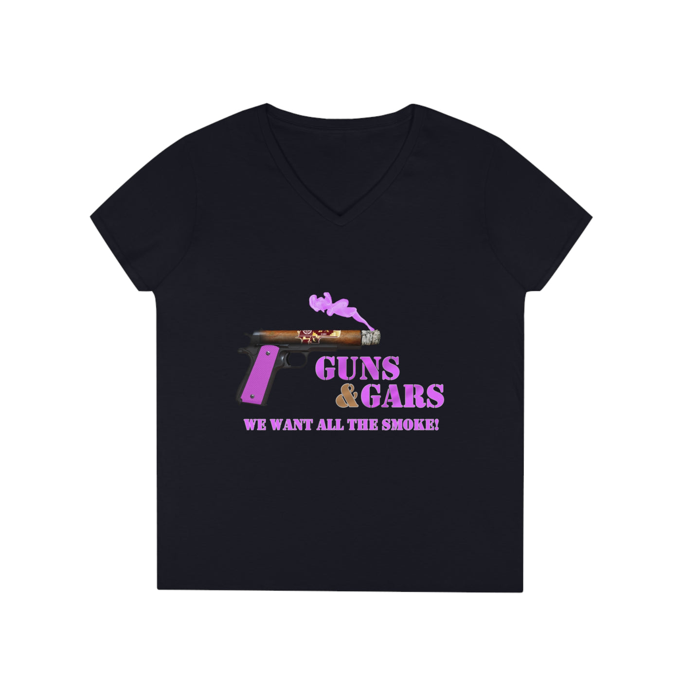 GUNS & GARS  - Blue - Ladies' V-Neck T-Shirt